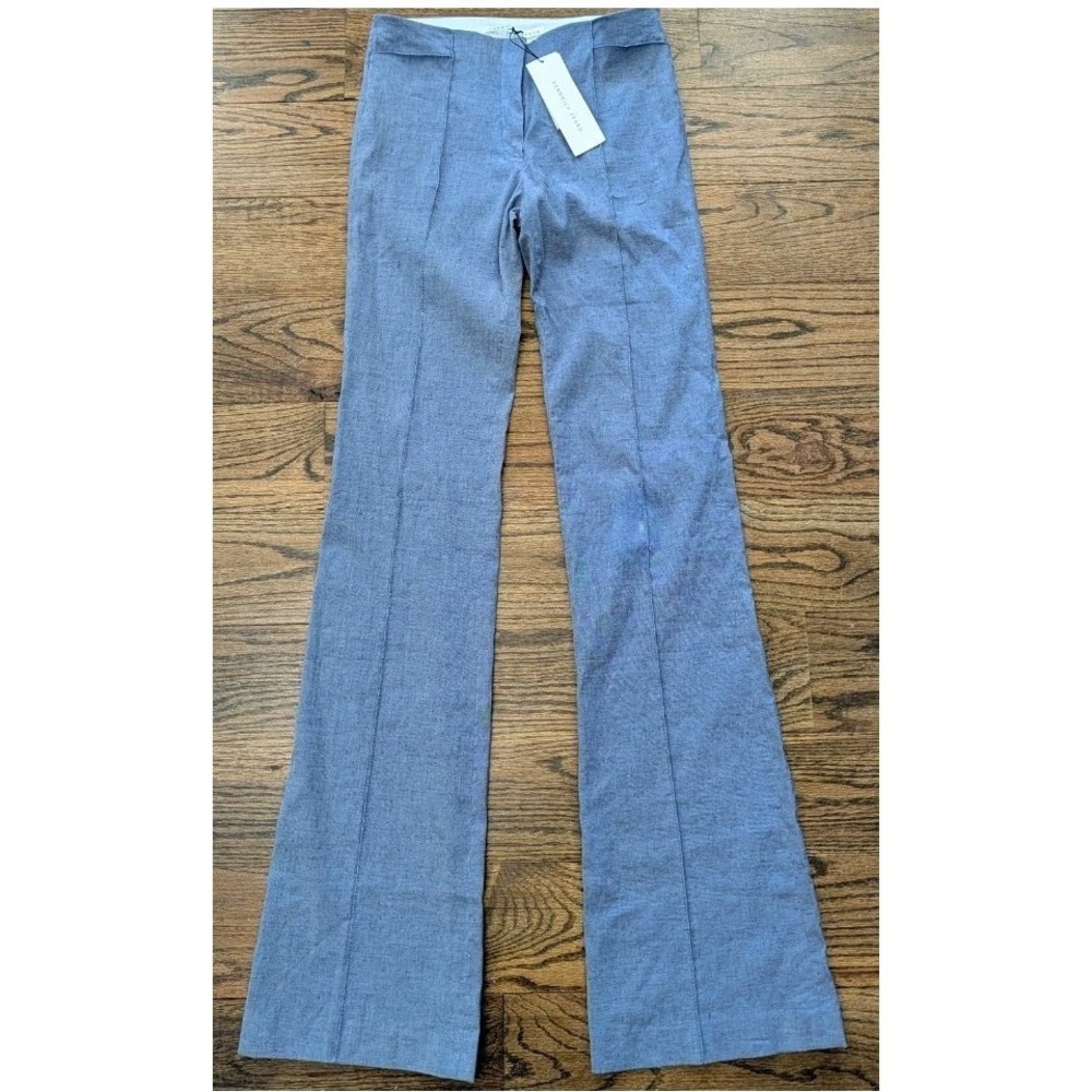 NWT Veronica Beard Wide Leg Blue Denim Colored Pants Center Seam 37"  Sz 1 READ
